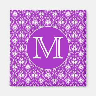 Íman Sua letra. Teste padrão roxo e branco do damasco