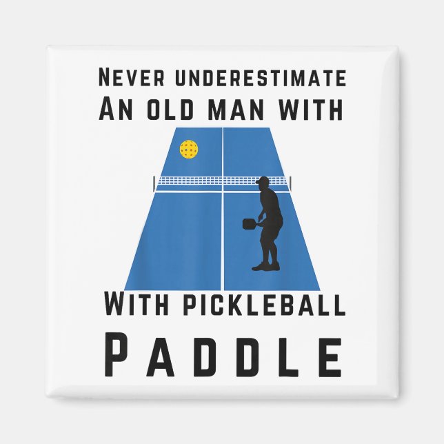 Íman Subestimar um homem velho com raquete de picklebal (Frente)