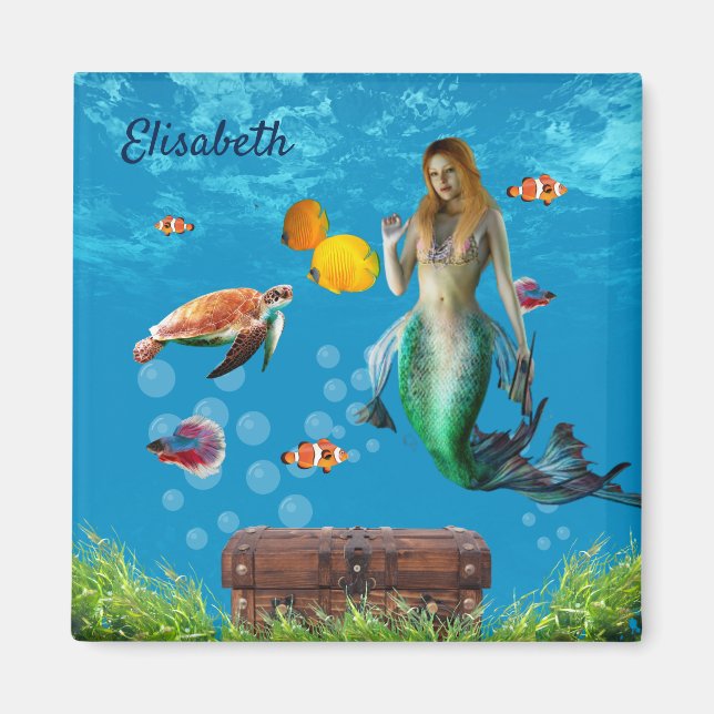 Íman Submarino Sereia Treasure Hunt Fantasy Blue (Frente)