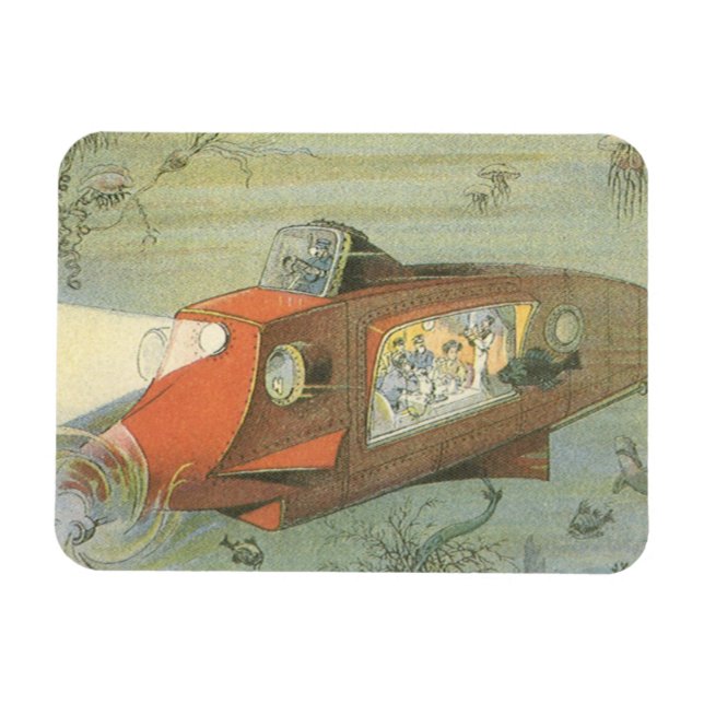 Íman Submarino Steampunk de Ficção Científica Vintage n (Horizontal)