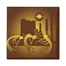 Sudoeste Kokopelli na Borgonha e Dourado