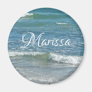Íman Sudsy Blue Atlantic Sea Shore Nome Personalizado
