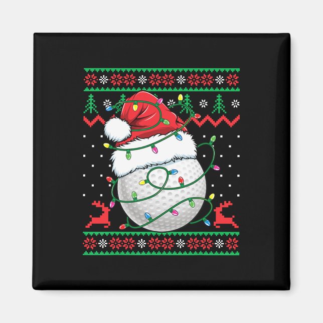 Íman Suéter de Natal Feio de Golfe Divertido para Mulhe (Frente)