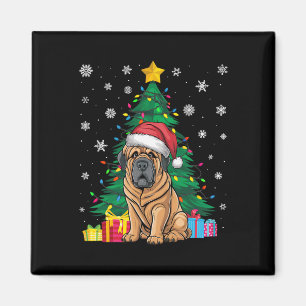 Íman Suéter Feio De Árvore Xmas Luzes De Mastiff Tibeta