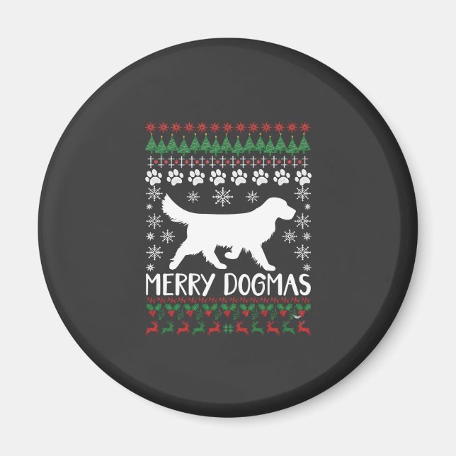 Íman Suéter Feio De Natal Cachorro Merry Dogmas Floco D (Frente)