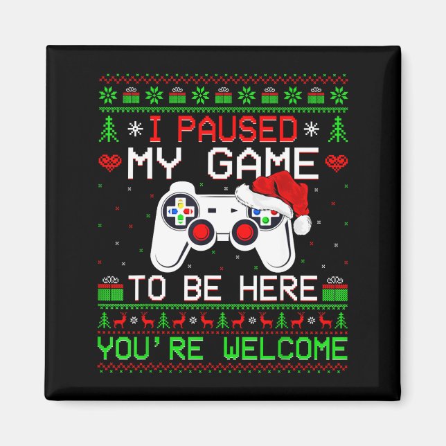 Íman Suéter Feio de Natal de Videogame Divertido Gamer  (Frente)