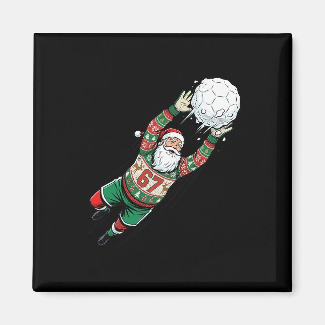 Íman Suéter Feio de Natal do Goleiro de Futebol Santa 6 (Frente)