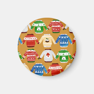 Íman Suéter feio de Natal Dourado