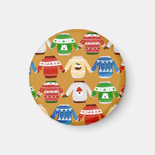 Íman Suéter feio de Natal Dourado (Frente)