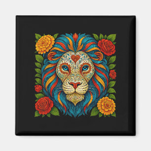 Íman Sugar Skull Lion Dia De Muertos Dia De Halloween D