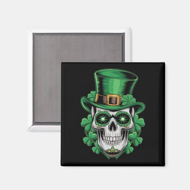 Íman Sugar Skull Rua Patrick Day Lucky Shamrock (Front/Back)