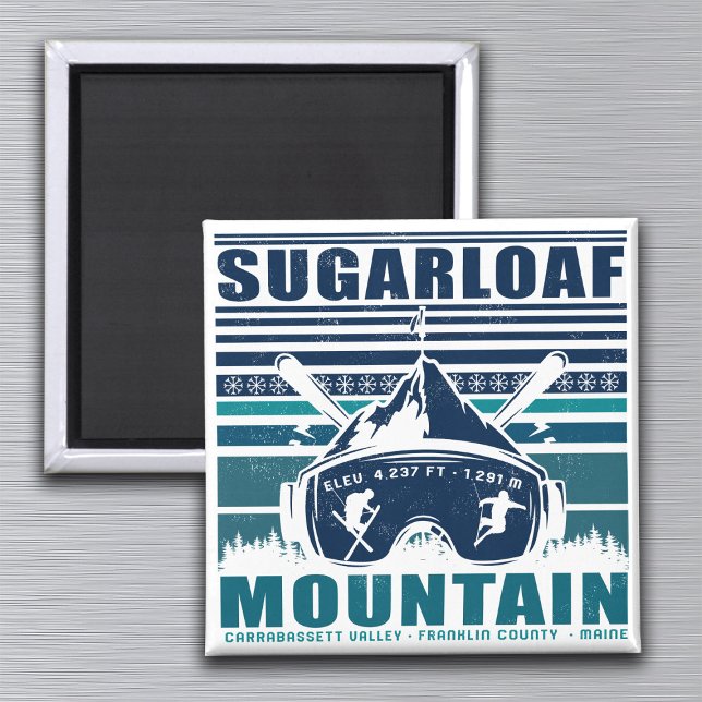 Íman Sugarloaf Mountain Maine Vintage Souvenirs (Criador carregado)