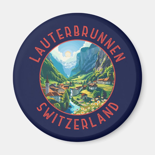 Íman Suiça Lauterbrunnen - Círculo Retrocolestido (Frente)