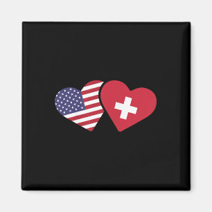 Íman Suiça U Flag T Shirt Heart Swiss American
