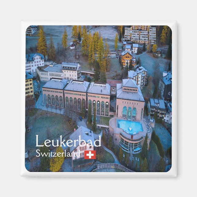 Íman suiça zCH011 LEUKERBAD - Imã de geladeira (Frente)