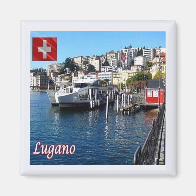 Íman suiça zCH048 LUGANO - Imã de geladeira (Frente)