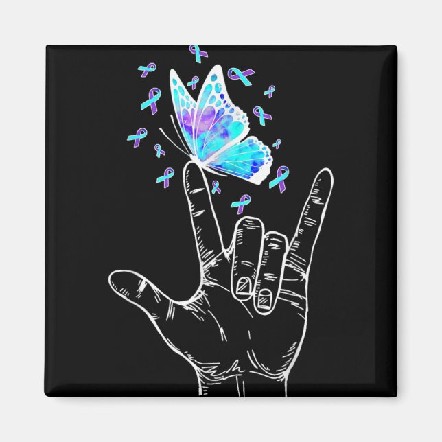 Íman Suicide Prevention Awareness Week Butterfly Love H (Frente)