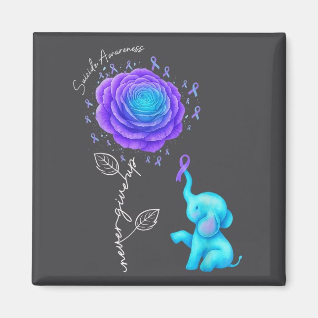 Íman Suicide Prevention Teal Purple Flower Elephant Rib (Frente)