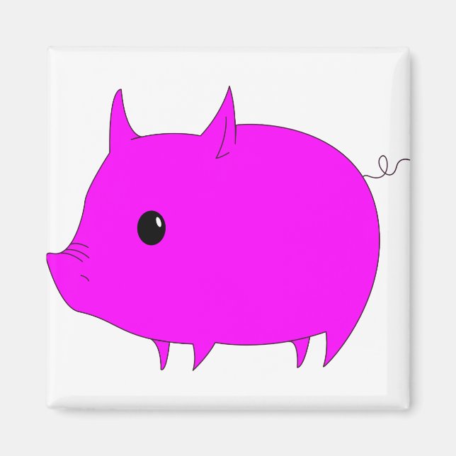 Íman Suínos Cachorros Magenta Animais Rosa (Frente)