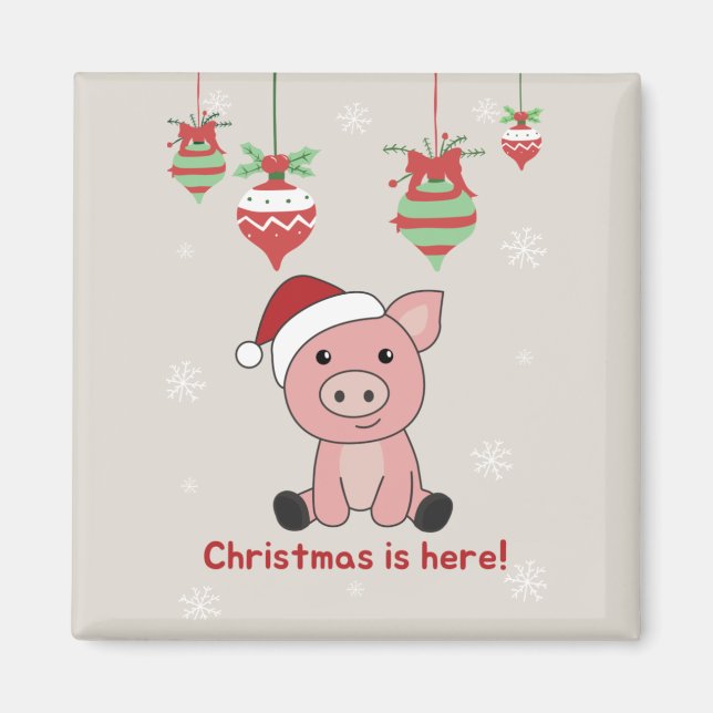 Íman Suínos Felizes Animais de Natal (Frente)