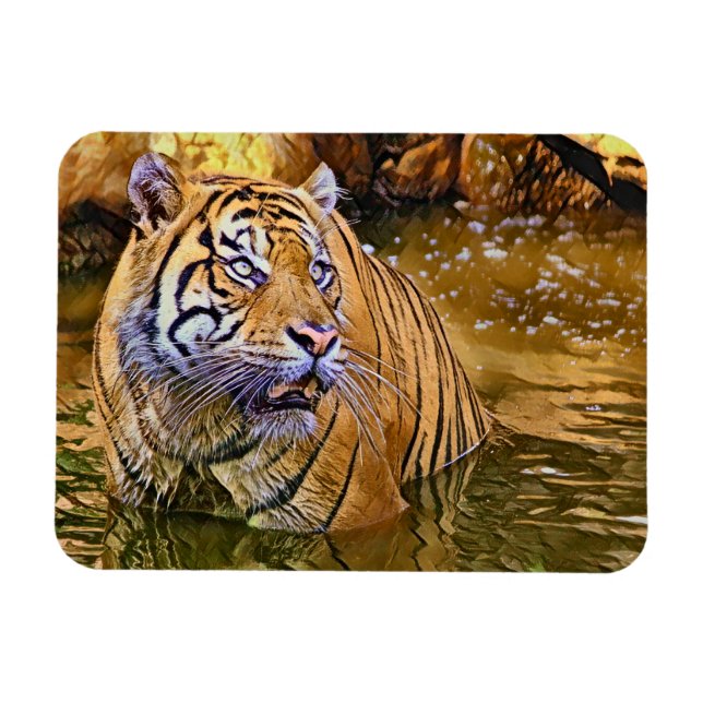 Íman Sumatran Tiger em pintura aquática (Horizontal)