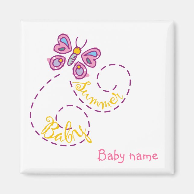 Íman Summer Baby Magnet com nome de bebê (Frente)