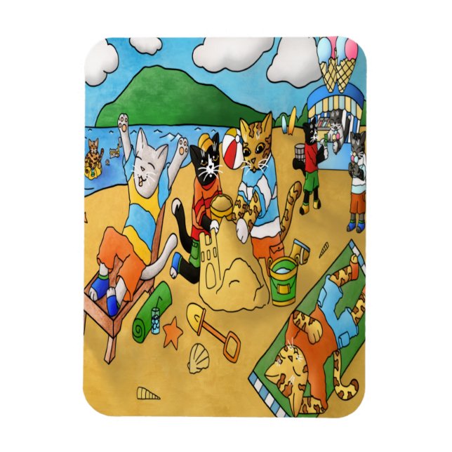 Íman Summer Beach Cats Magnet (Vertical)
