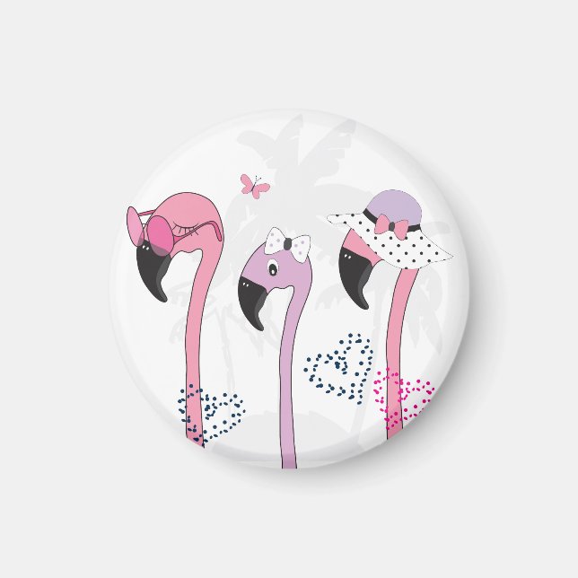 Íman Summer Flamingo: Ilustração da Pratage. (Frente)