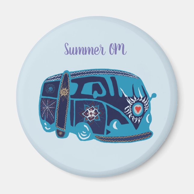 Íman Summer Om Hippie Van Standard, 5,7 Cm De Magneta R (Frente)
