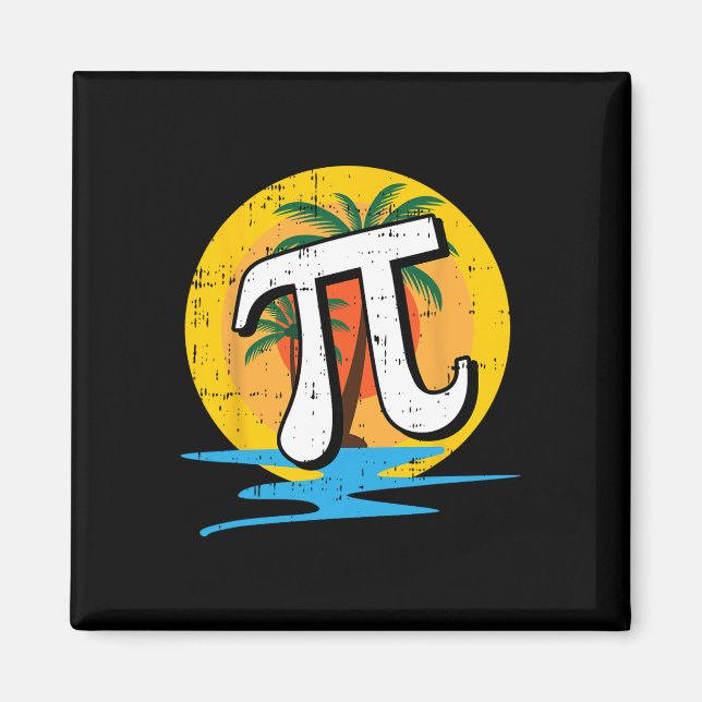 Íman Summer Pi Day Retro Beach Math Símbolos Professor  (Frente)