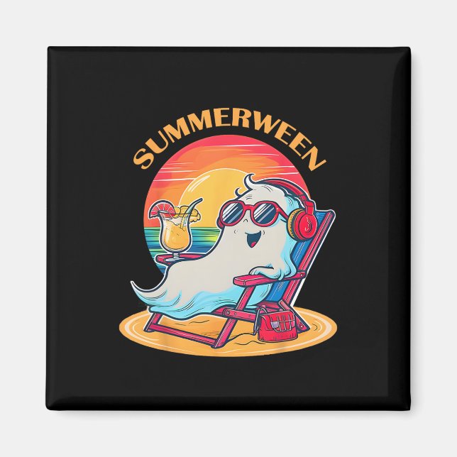 Íman SummerEntre Cute Spooky Summer Ghost Halloween Lov (Frente)
