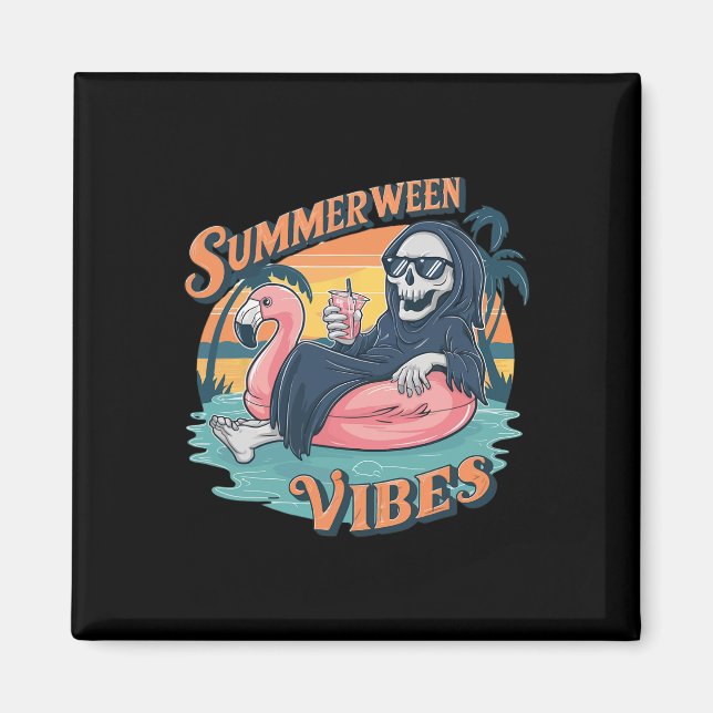 Íman Summerween Vibes Skeleton Flamingo Float Summer Ha (Frente)