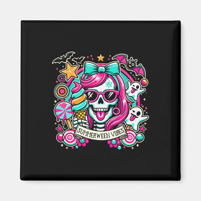 Íman Summerween Vibes Skeleton Spooky Vacation Hallowee (Frente)