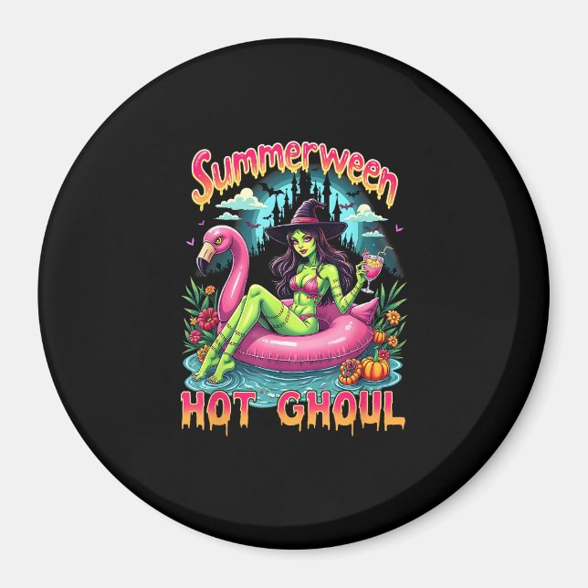 Íman Summerween Witch Vibes Vacation Halloween Funny Pa (Frente)