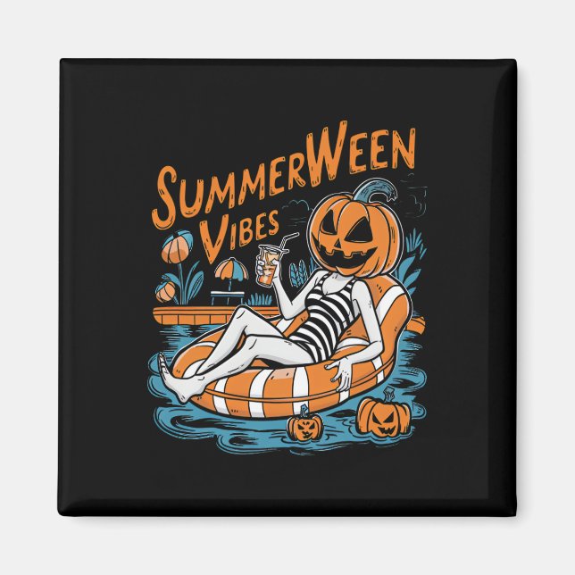 Íman Summerwin Vibes Spooky Summer Pumpkin Cute (Frente)