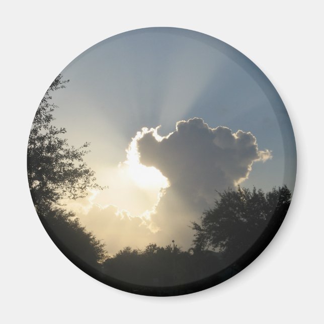 Íman Sun Burst através das nuvensMagnet (Frente)