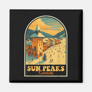 Íman Sun Peaks Canada Vintage Design Retro Ski Village
