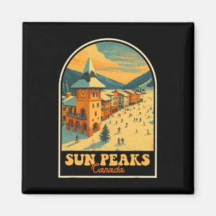 Íman Sun Peaks Canada Vintage Design Retro Ski Village