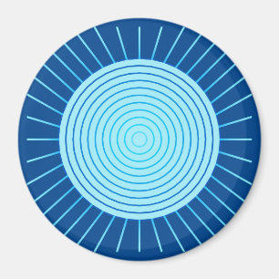 Íman Sunburst geométrico moderno - azuis cobaltos e