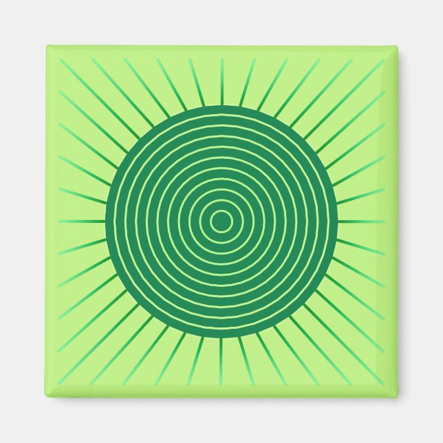 Íman Sunburst Geométrico Moderno - Emerald Green e Limã (Frente)