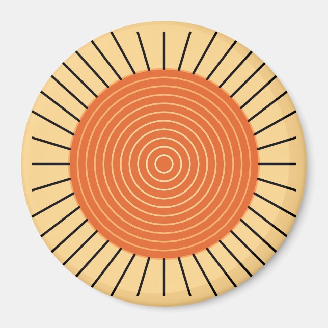 Íman Sunburst Geométrico Moderno - Laranja Mandarina (Frente)