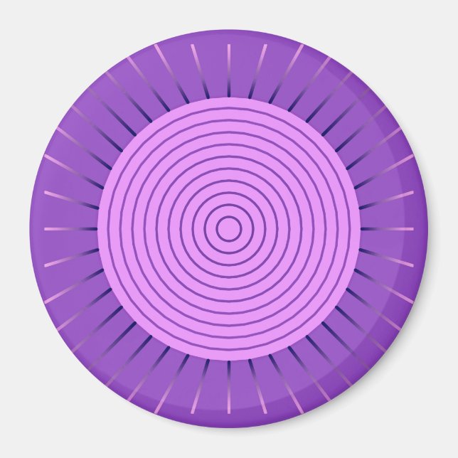 Íman Sunburst Geométrico Moderno - Roxo Ametista (Frente)
