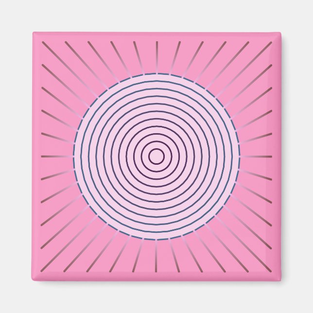 Íman Sunburst Geométrico Moderno - Sombras Rosa (Frente)