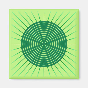 Íman Sunburst geométrico moderno - verde esmeralda e