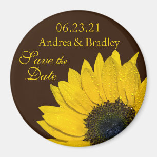 Íman Sunflower Brown Weding Save the Date Magnet