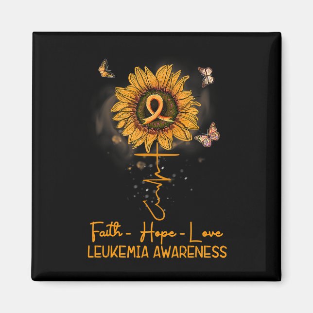 Íman Sunflower Orange Ribbon Christian Leukemia Awarene (Frente)