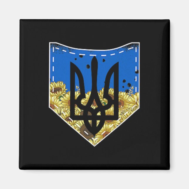 Íman Sunflower Ukrainian Flag And Trysub Pocket Tee Flo (Frente)