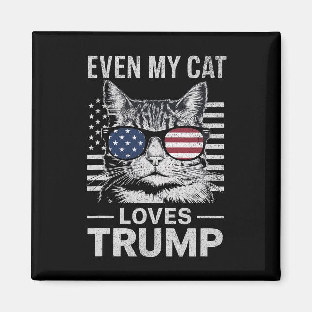 Íman Sungles Usa Flag Até Meu Gato Adora Trump (Frente)