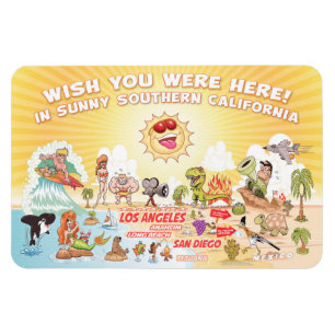 Íman Sunny California Cartoon Magnet