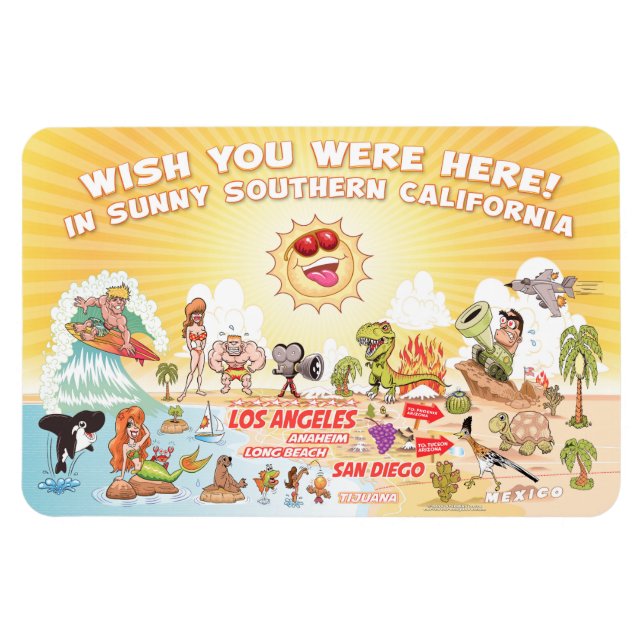 Íman Sunny California Cartoon Magnet (Horizontal)